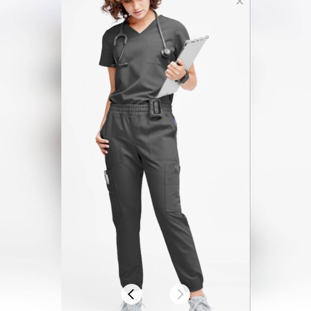 Movement by Butter-Soft Cephei Women's 11-Pocket Jogger Scrub Pants Pewter